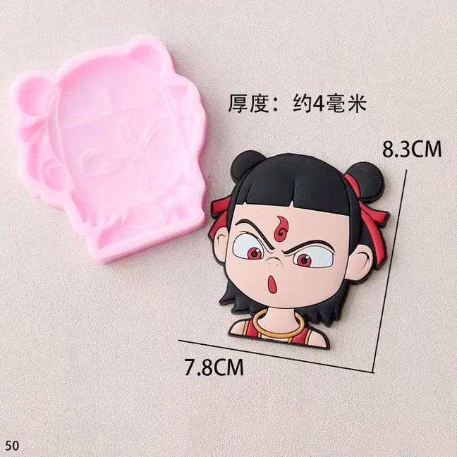 Molde dos desenhos animados nezha molde de chocolate nezha rodas quentes Ao Bing chama chocolate Fondant molde de Silico