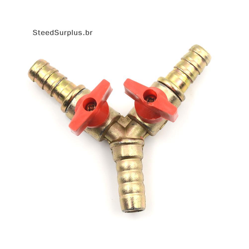 SS Clamp Tee Latão Y 3 Vias De Desligamento De Válvula De Esfera Mangueira Combustível Gás 3/8 " 10mm BR
