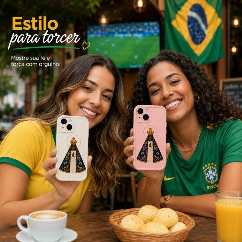 Capinha Nossa Senhora Aparecida IPhone Capa 13 14 Feminina Anti Impacto Xr Xs 11-16 Pro Max 8 Plus