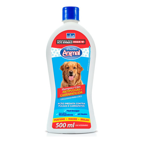 Shampoo Cães Doctor Animal Antipulgas Carrapaticida 500ml Fragrância Anti Pulgas