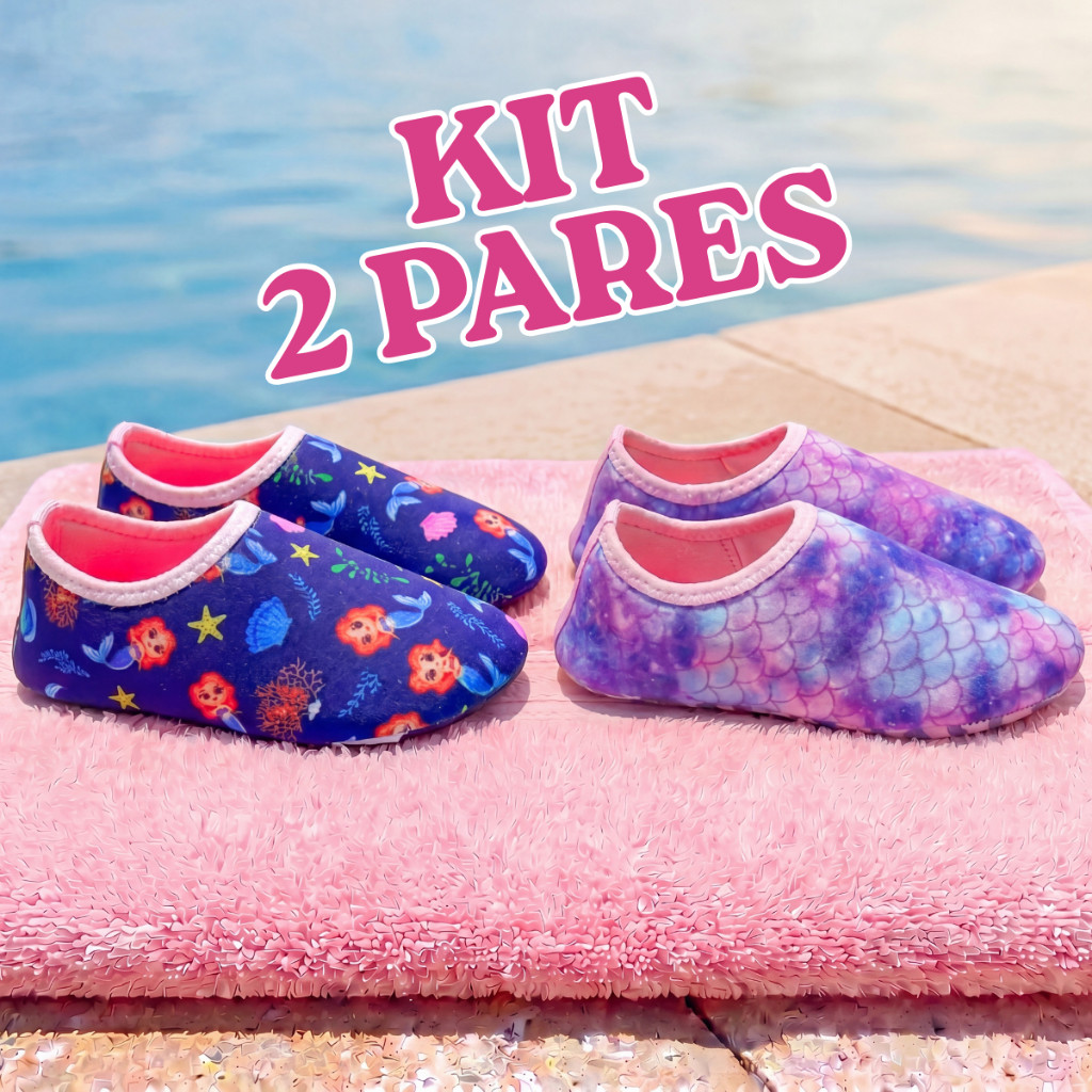 Kit Sapatilha Aquática Antiderrapante Infantil Menina Envio Rápido