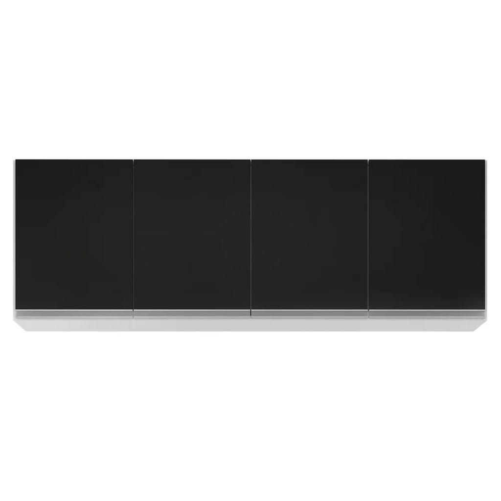 Armário Aéreo 160cm 4 Portas Nevada Branco/Preto - Lumil Móveis