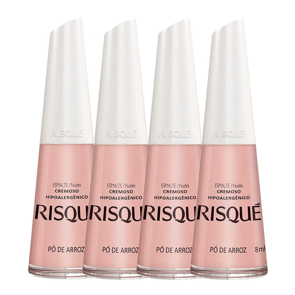 Kit 4 Esmalte Risqué Cremoso Cor Pó Arroz 8ml