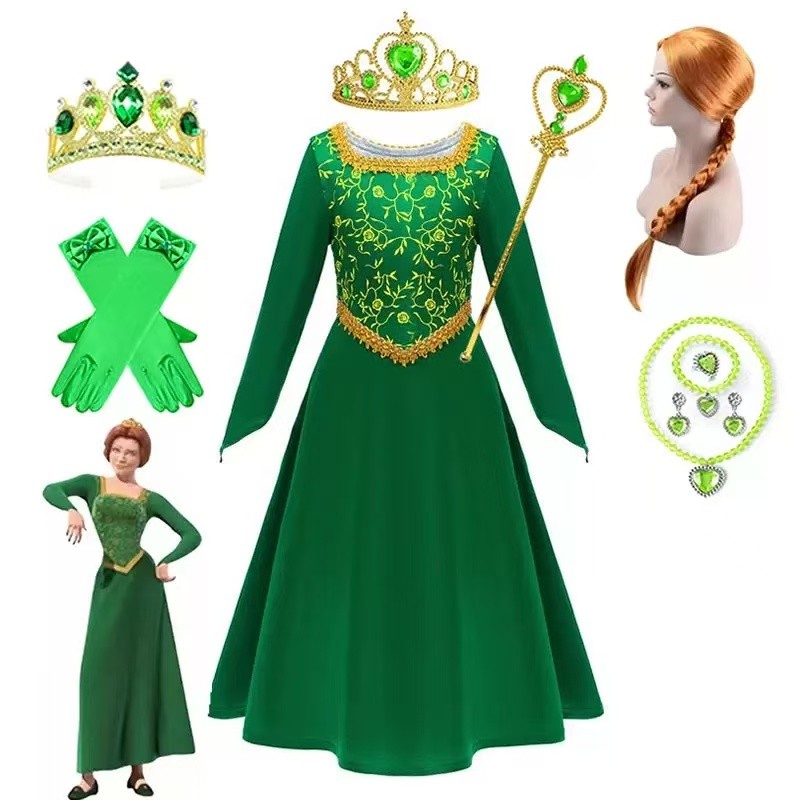 Meninas filme monstro shrek Fiona vestido de princesa sexto Festival cosplay traje de desempenho de palco
