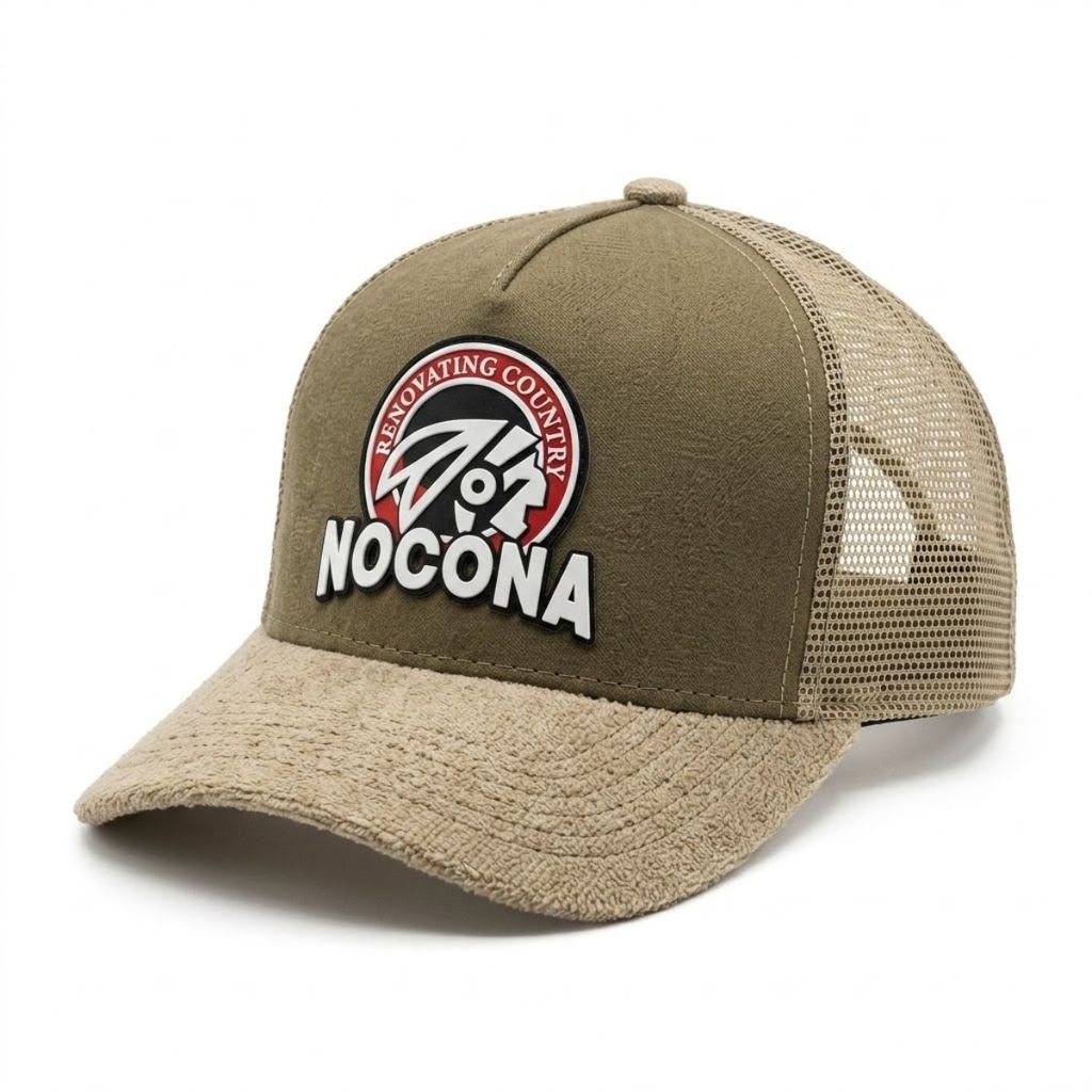 Boné Trucker Nocona Chile Aba Curva Indio Country Veludo Bege