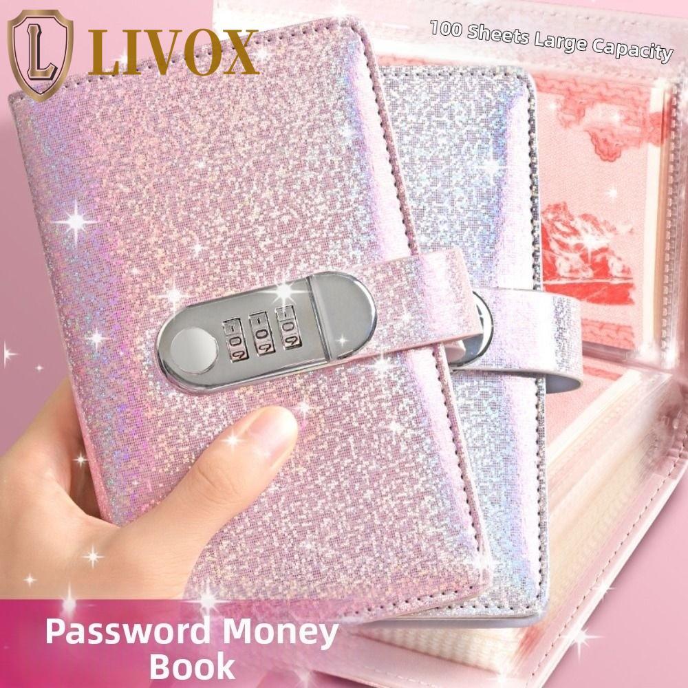 Caderno De Poupança De Bloqueio De Senha LIVOX , Capa De Couro PU Reutilizável , Fichário De Desafio De 100 Envelopes ,