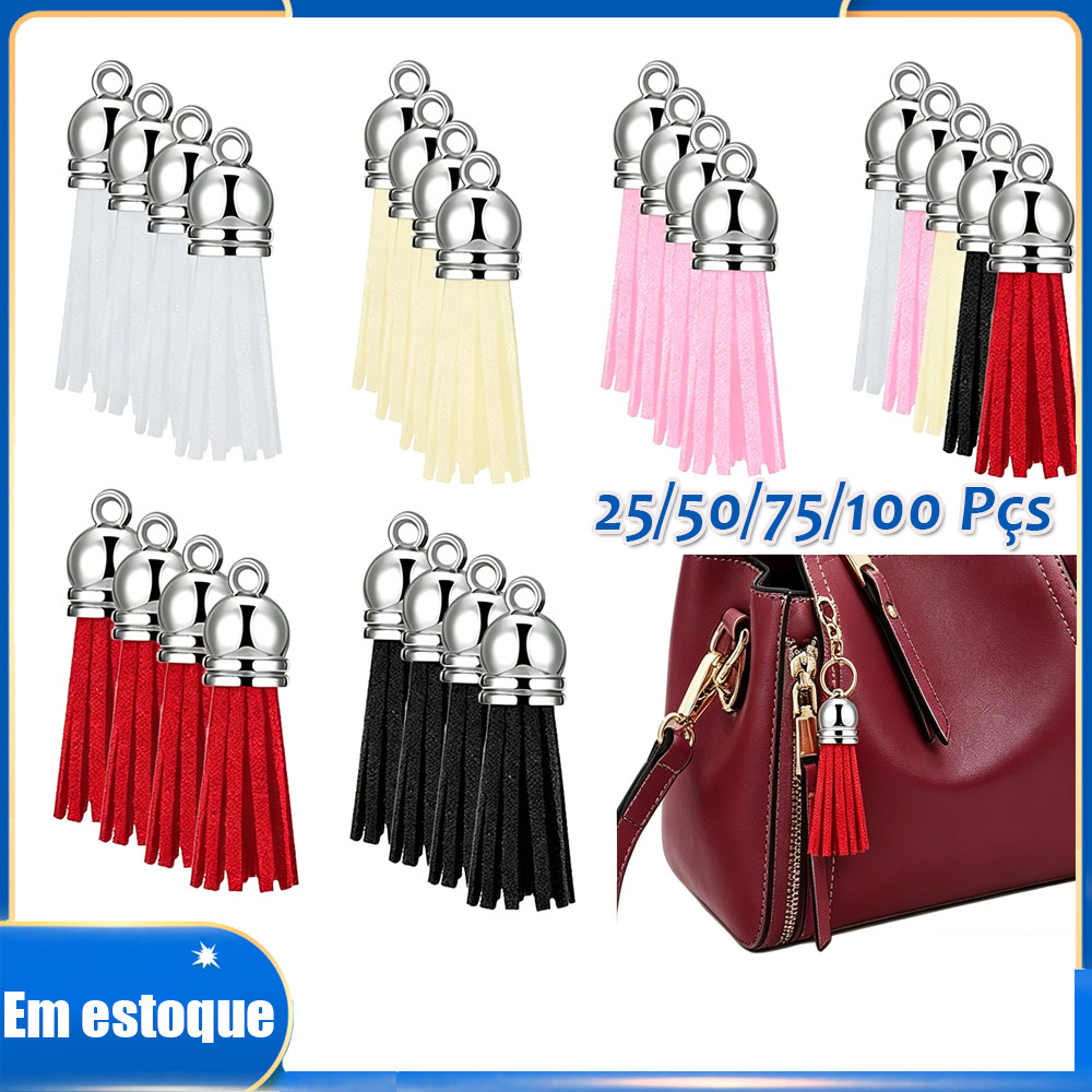25/50/75/100peças de chaveiro com borlas pingente de bolsa de borla feminina para bolsa de mão faça você mesmo