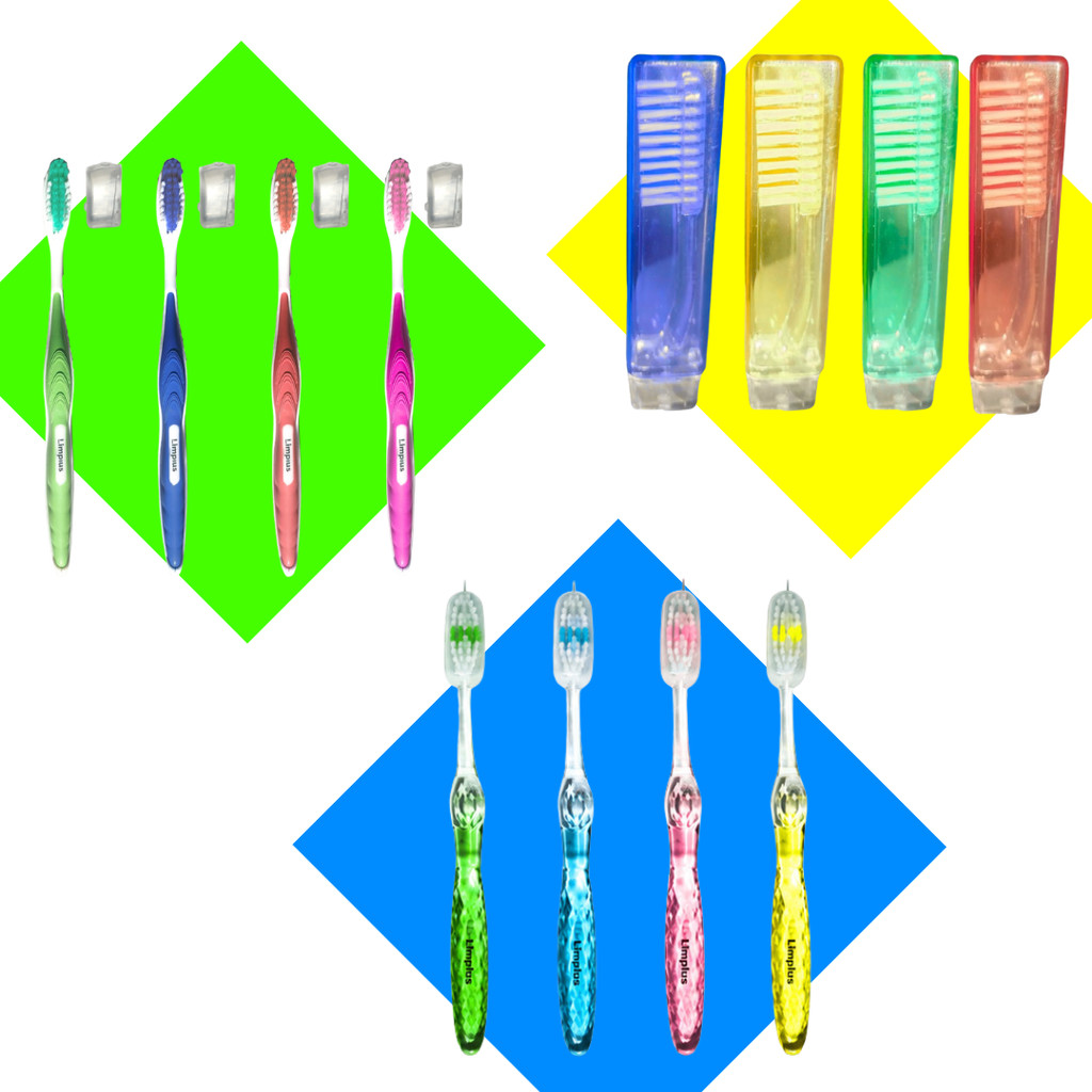 KiT Escovas Dentais Adulto Média com Capa e Limpador de Língua