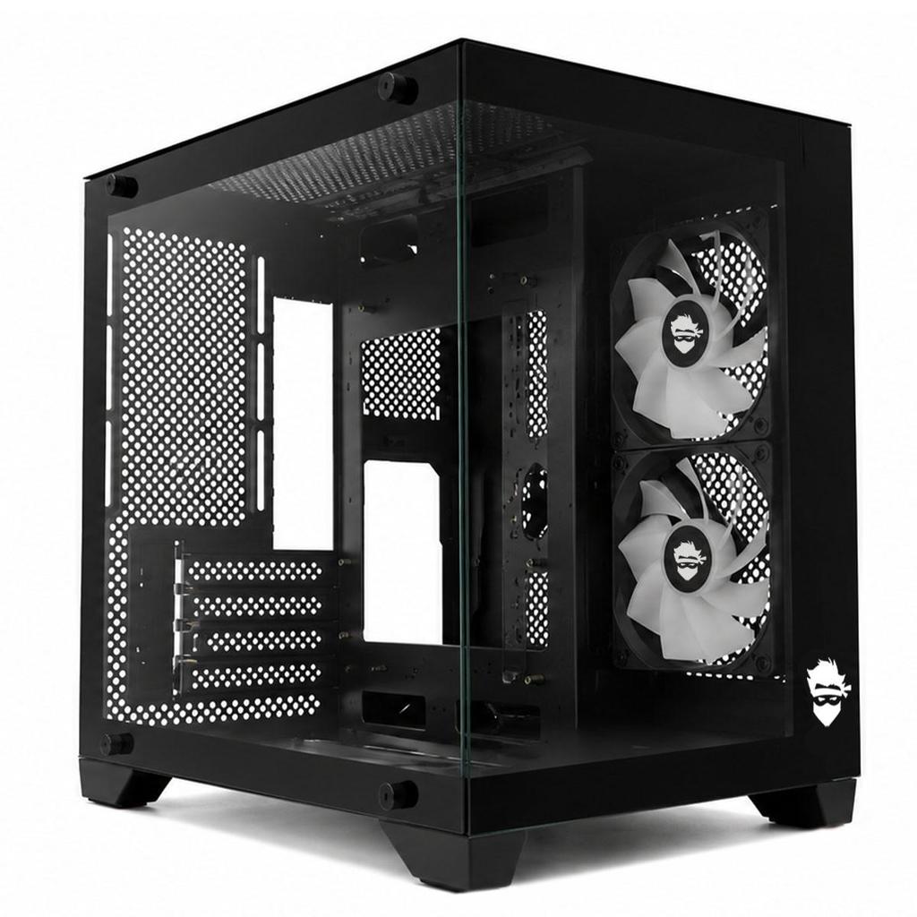 Gabinete Gamer Ninja Akyra X2, Mid Tower, Vidro Temperado, M-ATX, Com 2 Fans, Sem Fonte, Preto, GN-CS-MAB2FAKYRA
