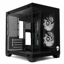 Gabinete Gamer Ninja Akyra X2, Mid Tower, Vidro Temperado, M-ATX, Com 2 Fans, Sem Fonte, Preto