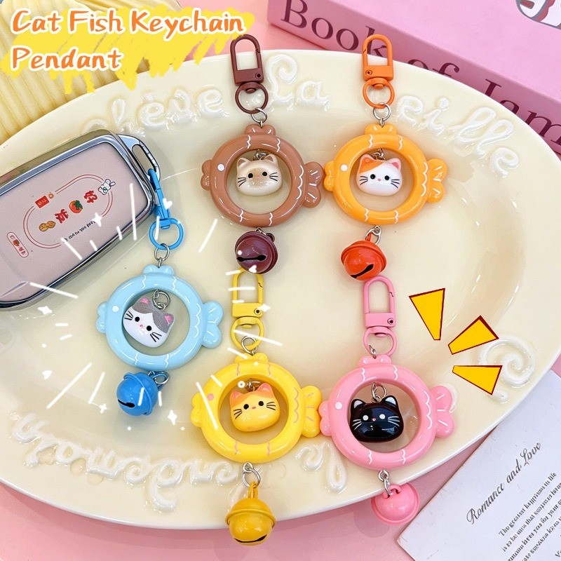 4-1Pc Cartoon Pequeno Gato Peixe Chaveiro Pingente-Decoração De-Rotativo Animal Com Fecho Lagosta-Presente De Joia-Sino-