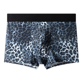 4 pares de cuecas masculinas com estampa de leopardo, seda gelada, sensação fresca, cuecas boxer respiráveis, estirament