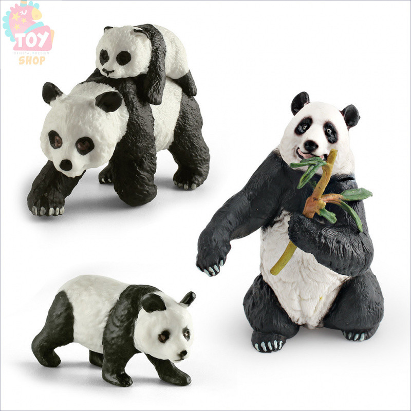 [Pronta Entrega] Figura Realista de Panda Gigante com Filhote, Modelo de Panda de Bambu