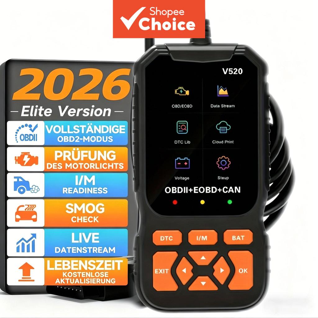 V520 Scanner OBD2 2026 Novo Ferramenta de Diagnóstico Veicular 8 Idiomas Leitor de Código Profissional Código de Falha