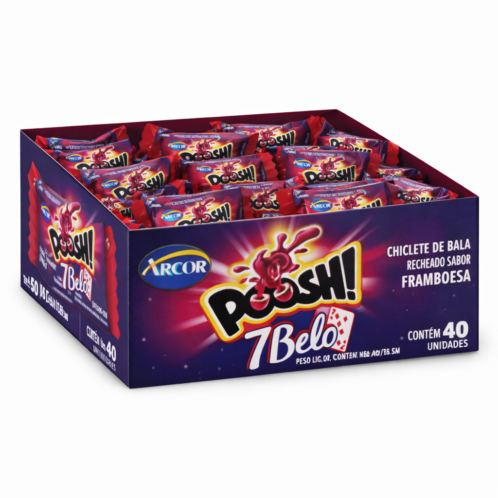 Chiclete Poosh 7 Belo Framboesa - 40 Unidades