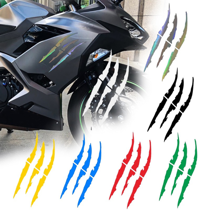 Adesivo Universal para Moto e Carro, Garra de Monstro Arranhada, Refletivo, Impermeável, Acessório Decorativo