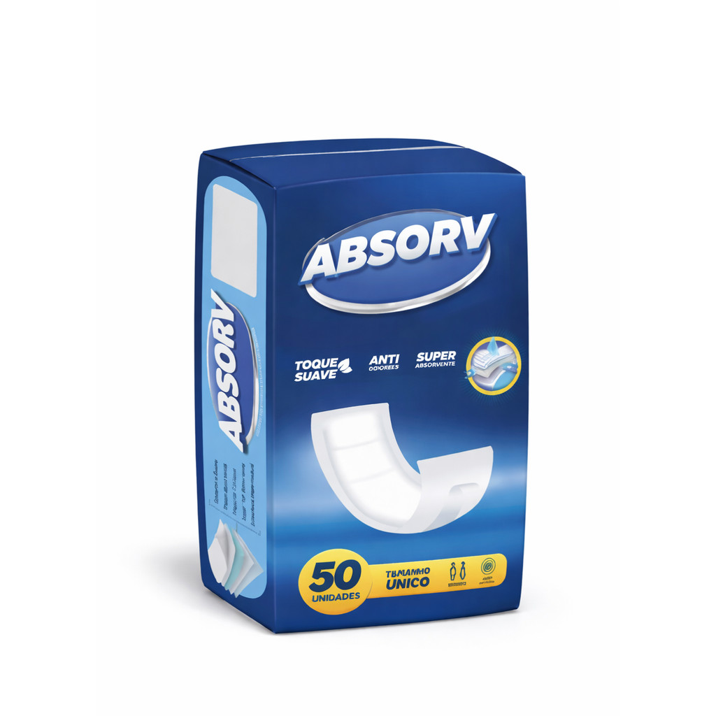 Absorvente Geriátrico Absorv Plus | 50 Unidades | Alta Absorção e Anti-odor | Incontinência Pós-Parto