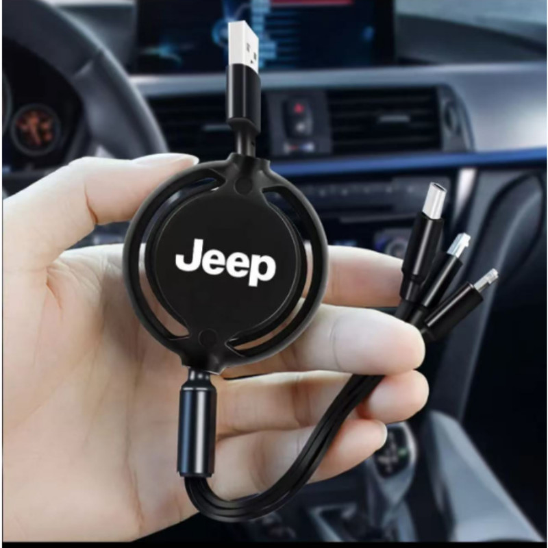 Carregador Rápido 3 em 1 para Mini Jeep Renegade, Compass, Commander, Grand Cherokee, Gladiator, Wrangler Peças de Carro