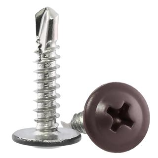 300p # Parafusos autoatarraxantes para chapa metálica 8×3/4” com cabeça marrom, aço inoxidável 410, cabeça truss, parafu
