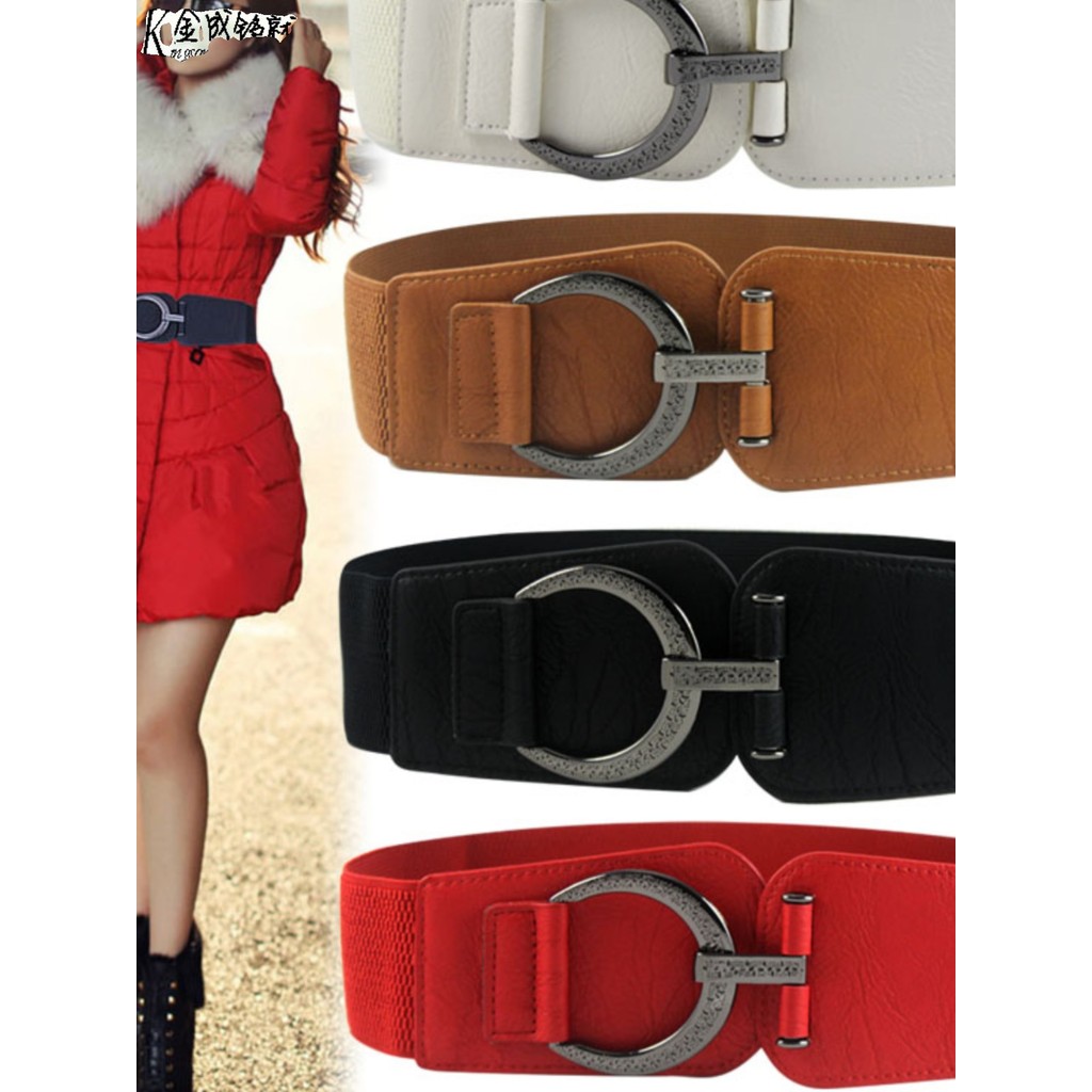 Preto elástico cinto largo vermelho Retro simples All-Match moda decoração vestido elástico casaco cinto feminino
