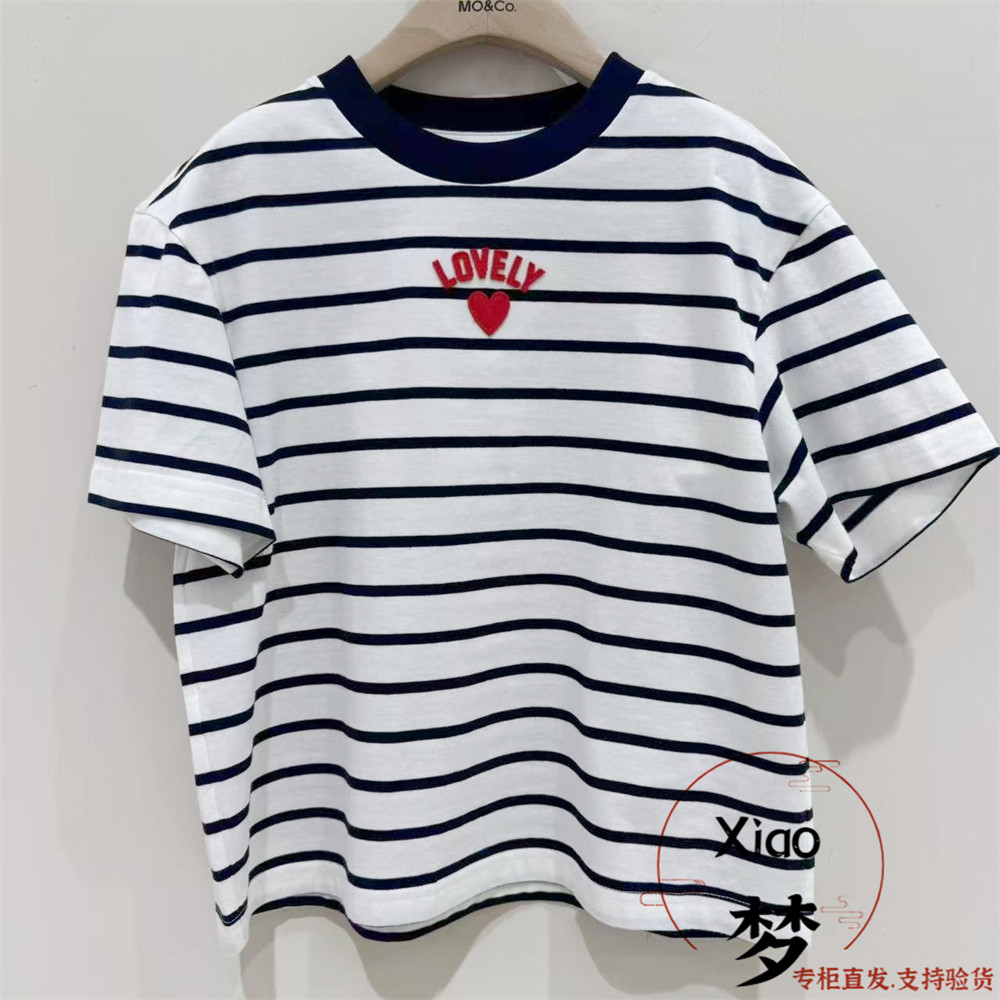 Little moc roupas infantis 2025 verão novo estilo meninos meninas listrado em torno do pescoço manga curta camiseta KBE2