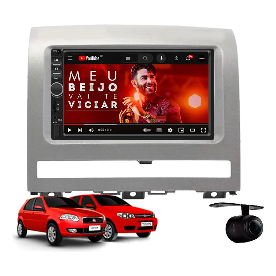 Central Multimídia Fiat Palio Prata 2004 À 2012
