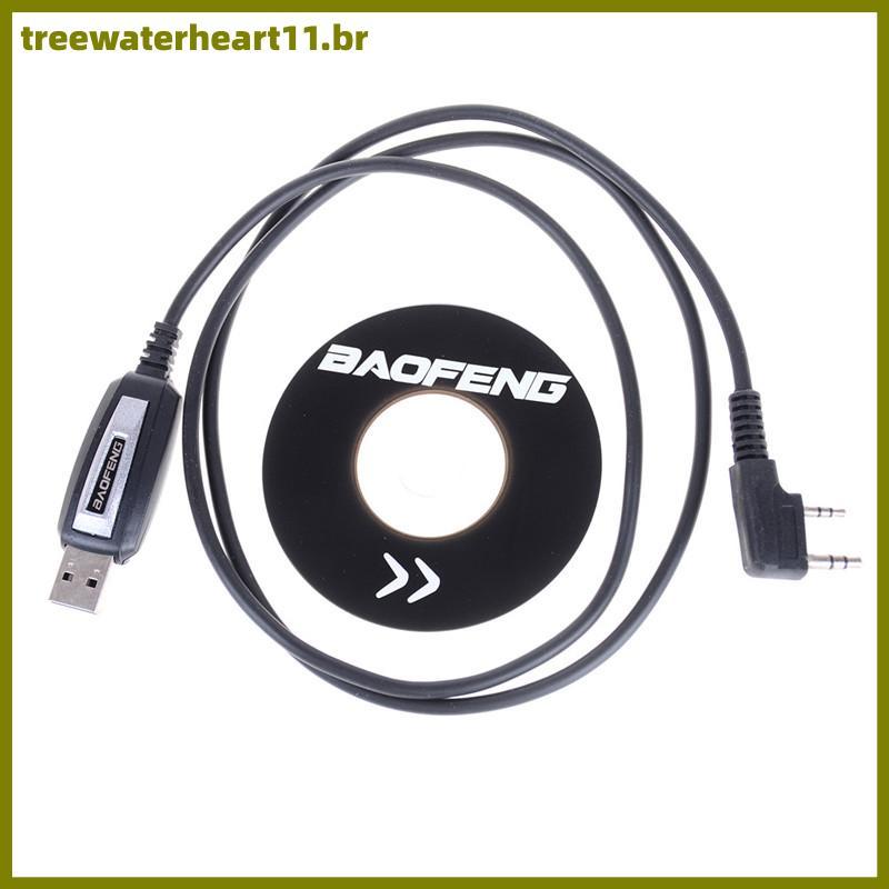 TREE 1Set USB 2Pin Cabo De Programação Com CD De Software Para Rádios Baofeng UV-5R BF-888S BR