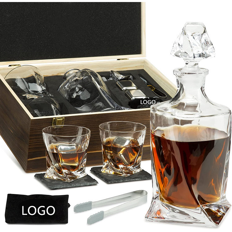 Conjunto de vinho em cubo de gelo de aço inoxidável personalizado Amazon Ice Tartar Caixa de madeira/caixa de presente C