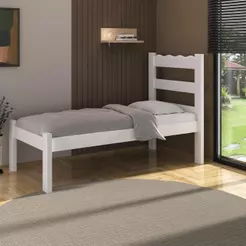 Cama De Solteiro Madeira Maciça Para Colchão 78-88x188cm Multimóveis Branco