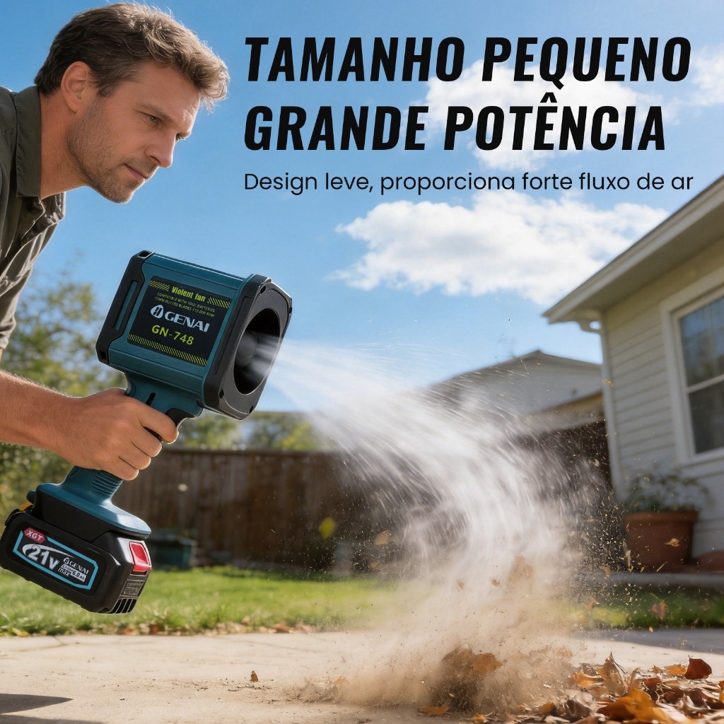 Soprador de Folhas 21V 110.000 RPM Motor Sem Escova GENAI — imagem 2 de 2