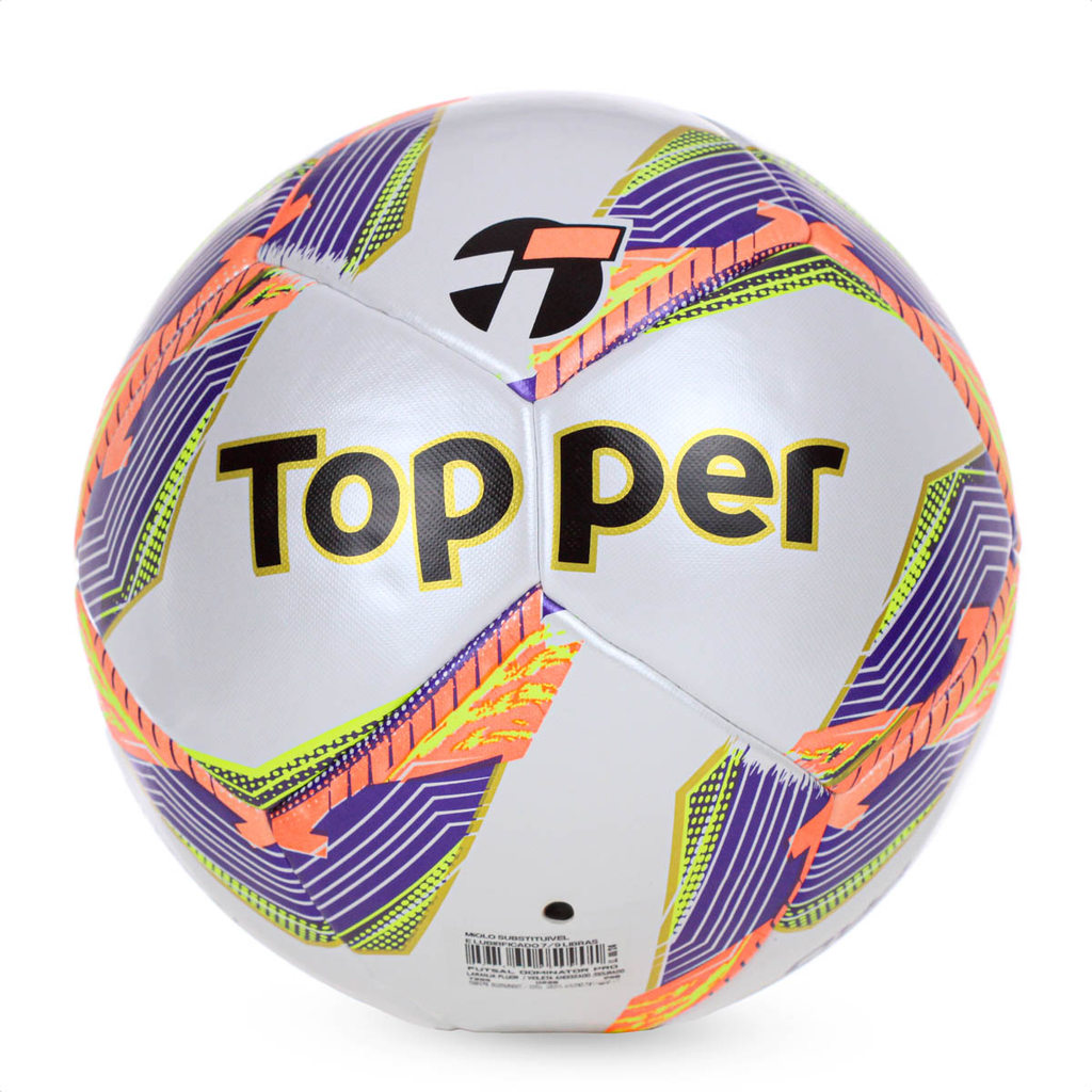 Bola Topper Futsal Dominator Pro Branco Laranja e Roxo - Único