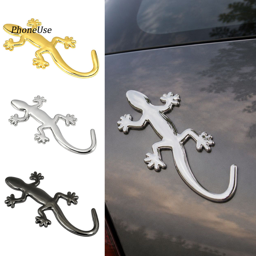 Scooter Decal Gecko Car Sticker 2pcs 3d Lizard Metal Stickers Strong Adhesive Auto Body Decals for Cars Motorcycles Scoo