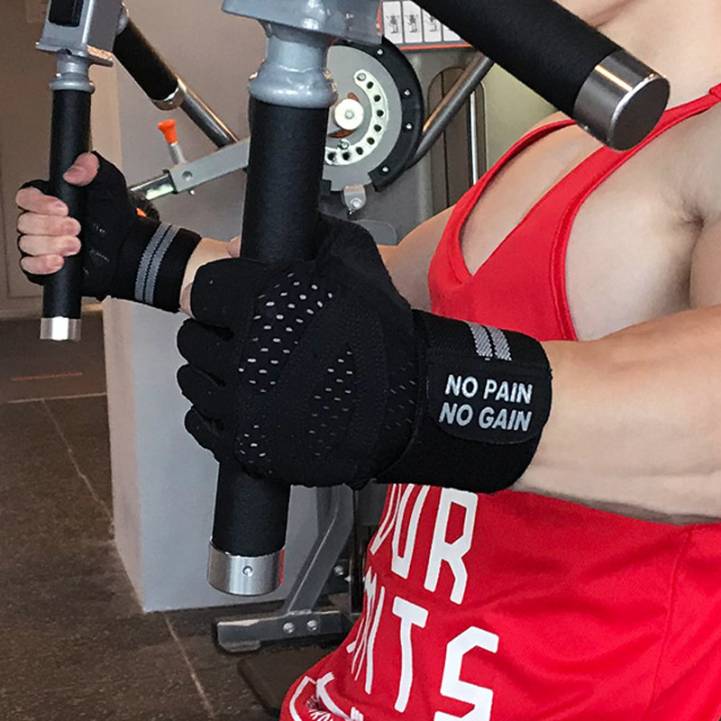 Pulseira de compressão luvas de Fitness equipamentos masculinos meio dedo musculação sala treinamento levantamento de pe
