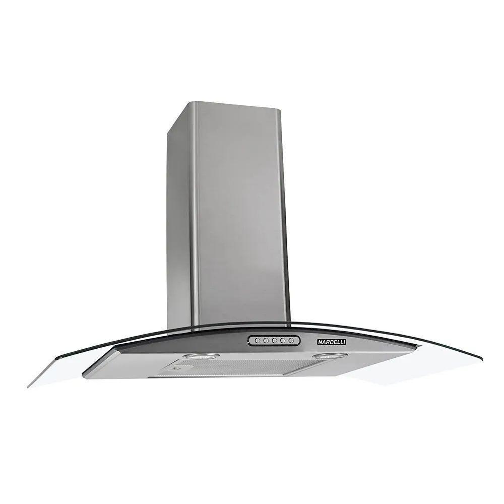Coifa De Parede Nardelli Vidro Curvo Duto Slim 90cm Inox 220V