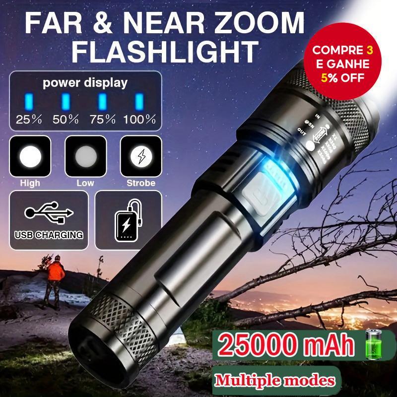 LED 1-2 Pçs Lanterna De Zoom Telescópico Alta Potência Tocha Luz USB Recarregável Tática Portátil Ao Ar Livre