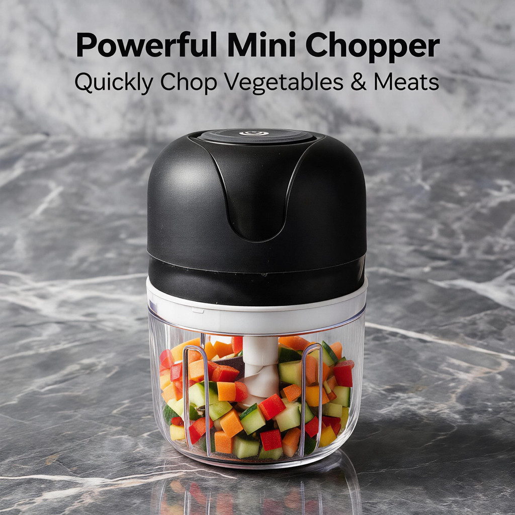 Mini Processador Elétrico 250ml Moedor Alho USB Recarregável Aço Inoxidável Sem Fio Cozinha Compacto