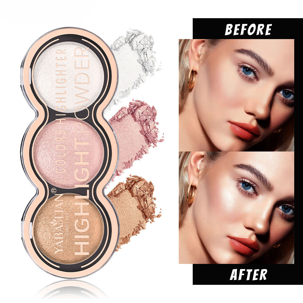 Paleta De Contorno De Blush Iluminador 3 Em 1 , Maquiagem Colorida De Longa Duração , De Escultura Facial Tom De Pele Co