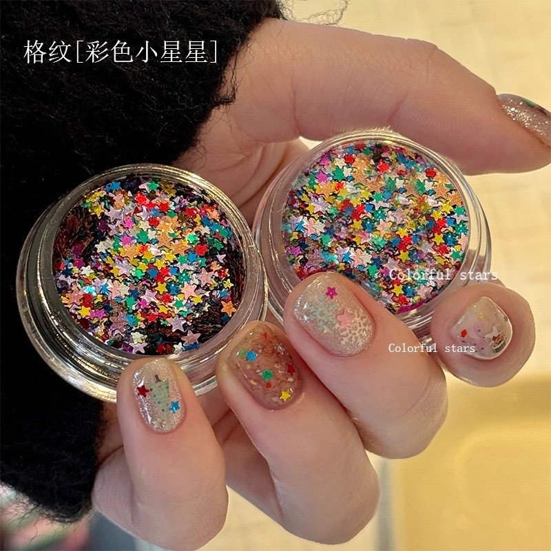 Espumante coreano simples ins estrela acessórios de Manicure cor japonês Mini pequena estrela de cinco pontas lantejoula