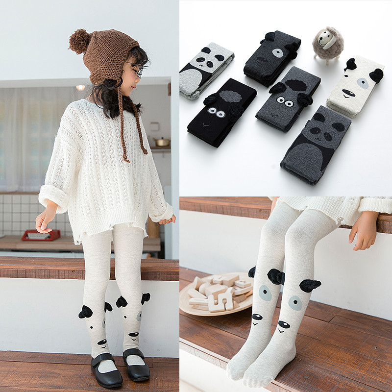 Meninas meias leggings primavera outono crianças meia-calça bebê leggings dos desenhos animados bonito preto meia-calça 