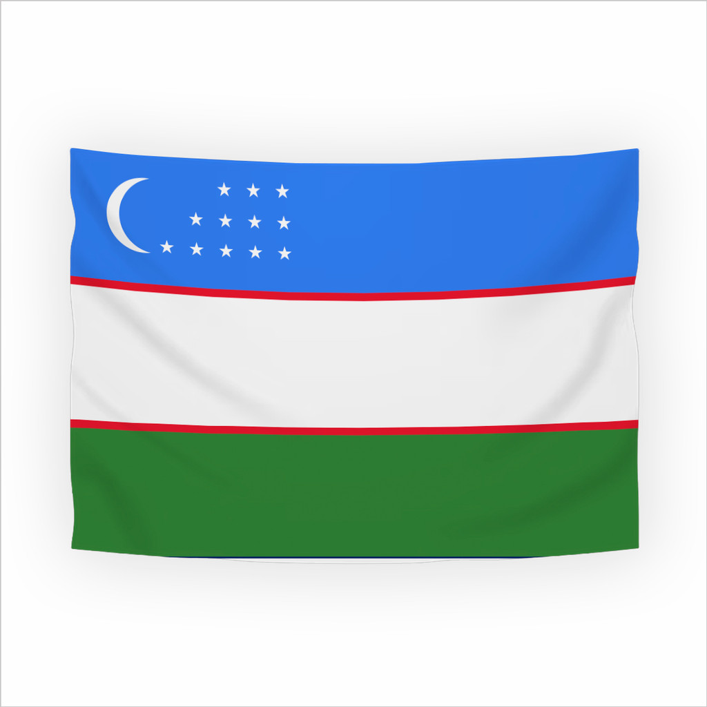 Bandeira Uzbequistão Tecido Oxford