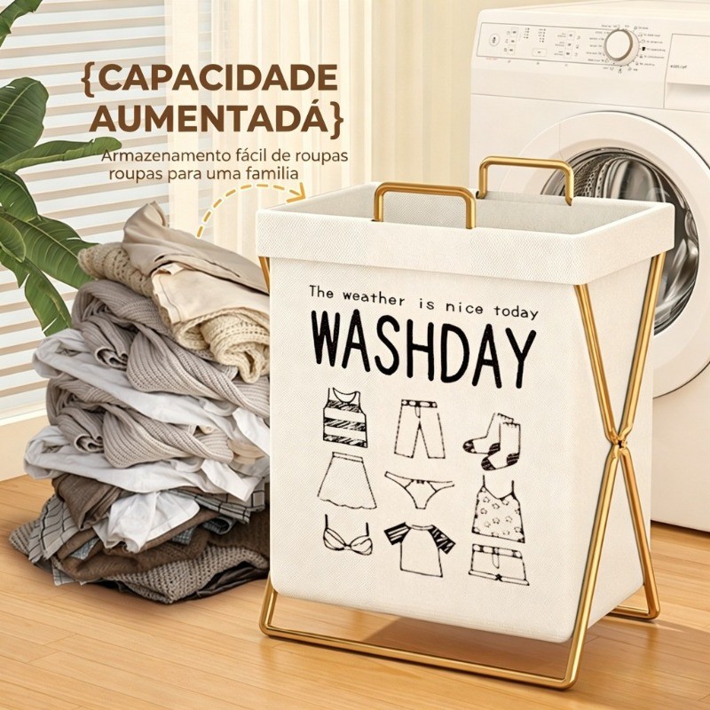 48 litros Cesta de armazenamento de roupas dobrável multifuncional Com Suporte à prova d'água,compacta e versátil