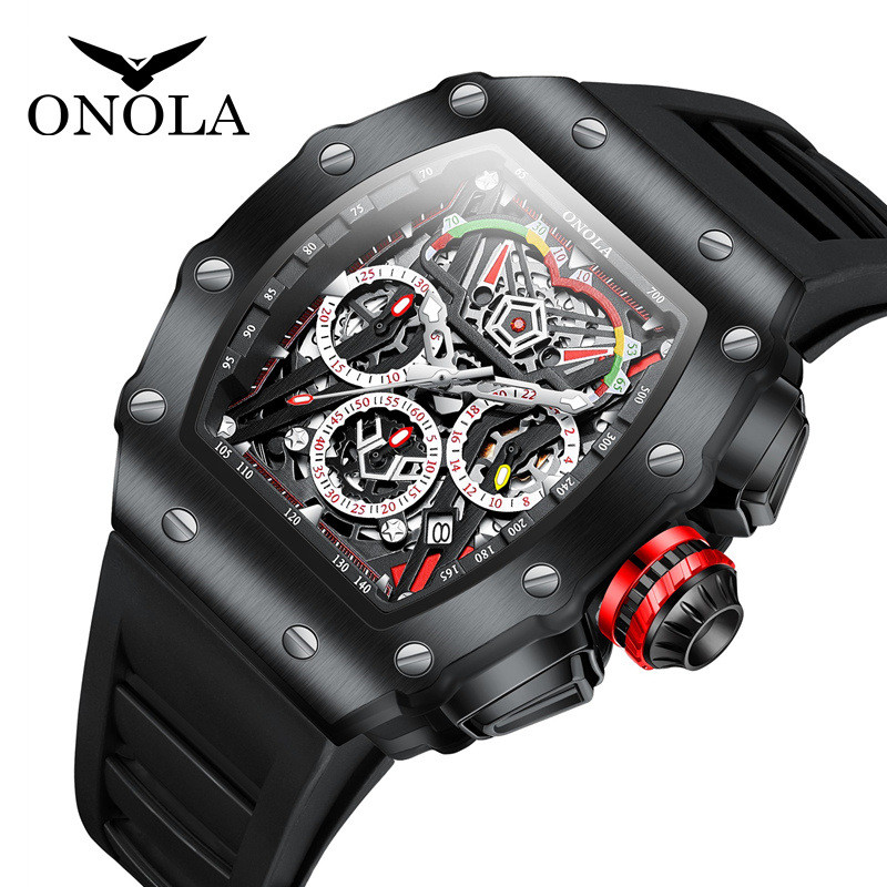 Relógio masculino ONOLA multifuncional, esportivo, à prova d'água, com pulseira de silicone, um dos mais vendidos.