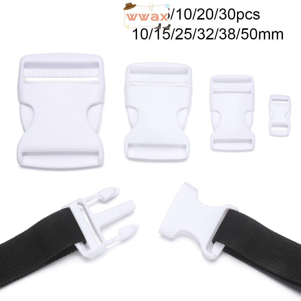 WWAX 2/5/10/20/30pcs Fivelas De Liberação Lateral 6 Tamanhos Ajustável Plástico Branco Paracord Pulseira Trava