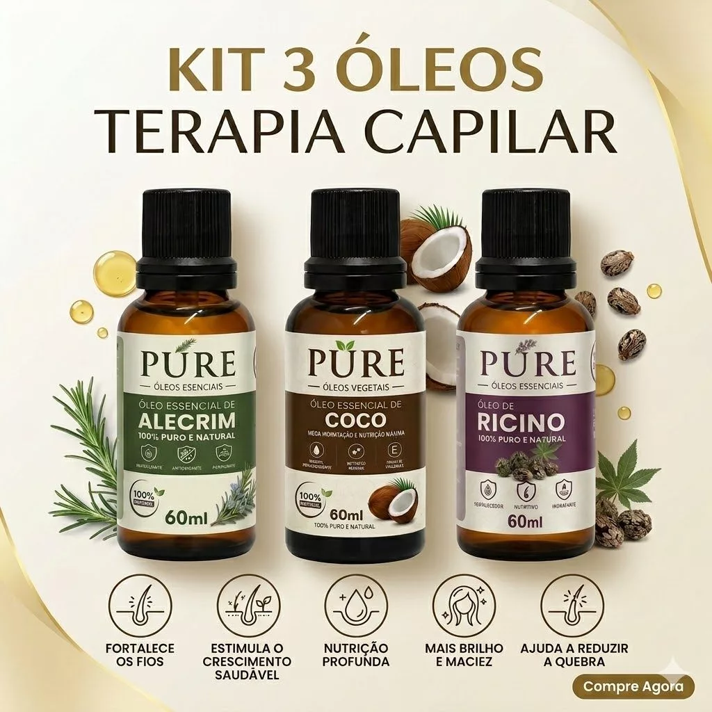 Kit Terapia Capilar Óleo de Coco + Alecrim + rícino 60ML — imagem 1