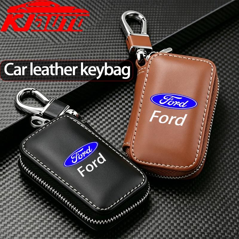 Capa Protetora Para Chave De Carro De Couro Ford Com Chaveiro Fiesta Ranger Focus Territory Everest Ecosport Raptor Esca