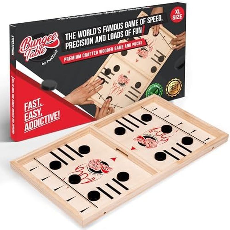 Jogo Fast Sling Puck-Teste Sua Velocidade E Precisão Com Este De Tabuleiro De Air Hockey De Madeira Ritmo Rápido-Diversã