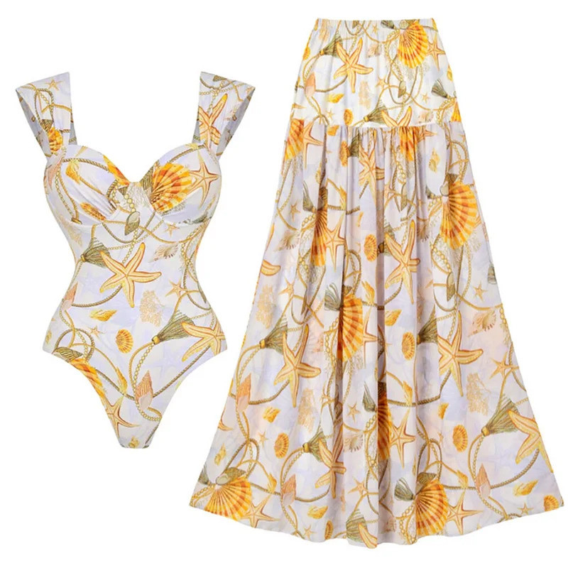 Novo maiô estampado de 2 peças, modelo 2026, biquíni sem alças, biquíni sexy, maiô feminino push-up com cinto, roupa de