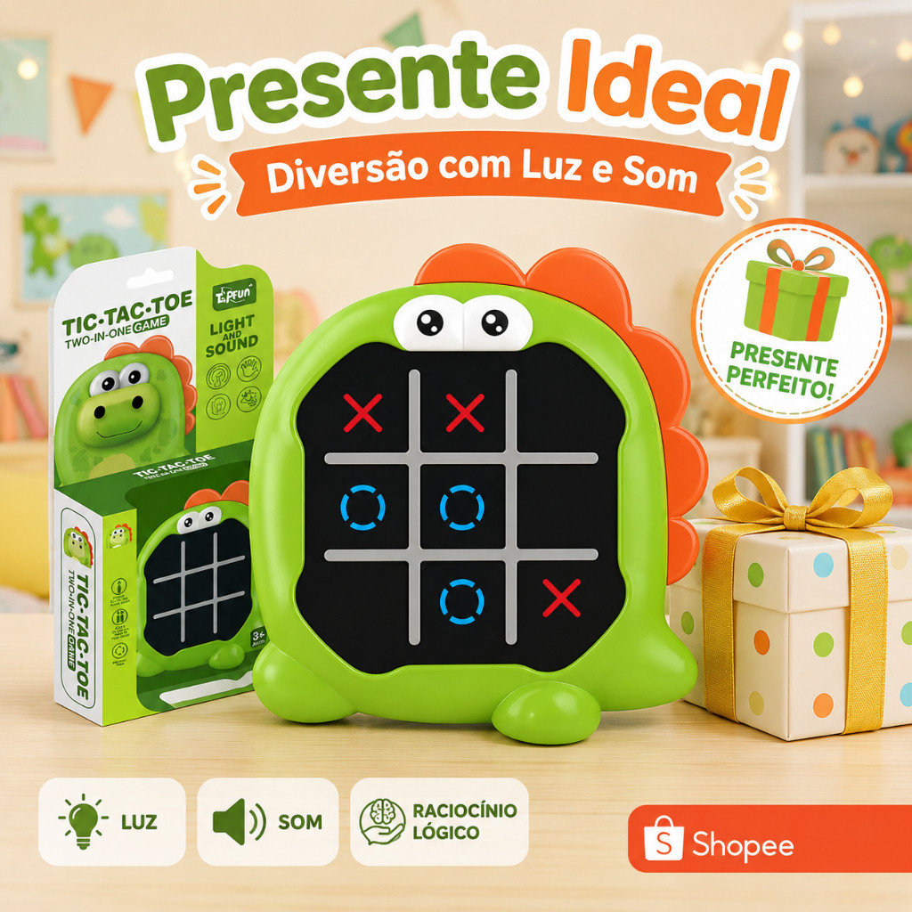 Brinquedo Jogo Da Velha Eletrônico Infantil Educativo Dino
