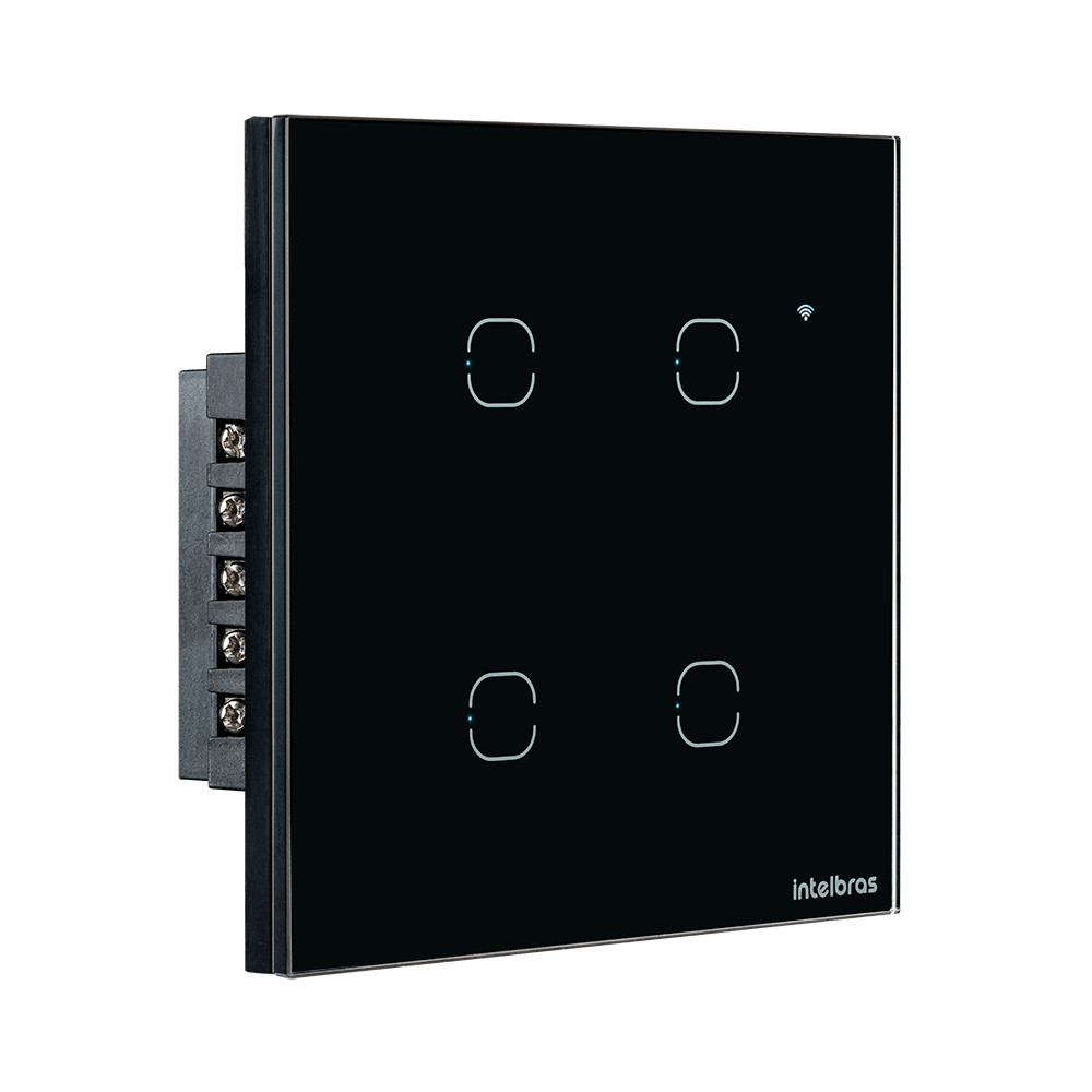 Interruptor Touch Inteligente 4 Teclas EIW 1004 Intelbras Preto