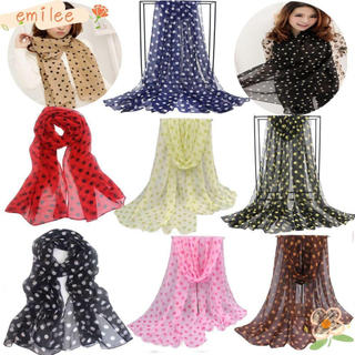 EMILEES Lenço De Bolinhas Lenços De Cabelo Chiffon Macio Ar Condicionado Xale Femininos